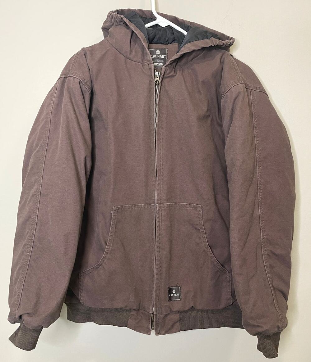 C.W. HART Youth Insulated Brown Hooded Work Jacket Boys Size XL